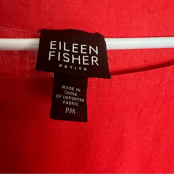 Eileen Fisher Linen Boxy Burnt Orange Pockets Tunic Top SZ PM Summer Classic - Picture 7 of 8